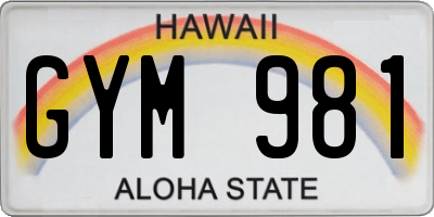 HI license plate GYM981