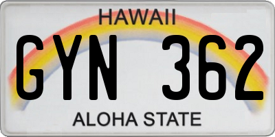 HI license plate GYN362