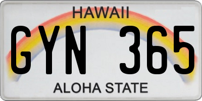 HI license plate GYN365