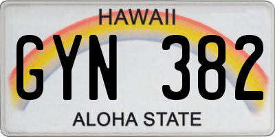 HI license plate GYN382
