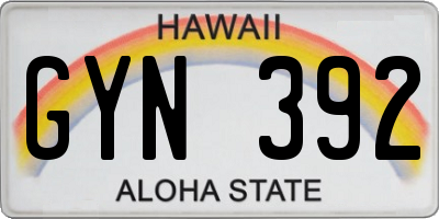 HI license plate GYN392