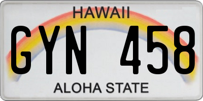 HI license plate GYN458