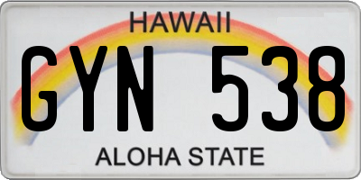 HI license plate GYN538