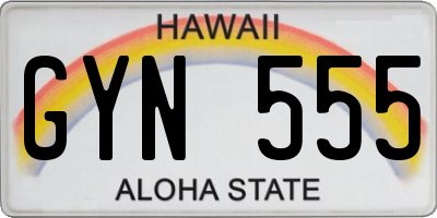 HI license plate GYN555
