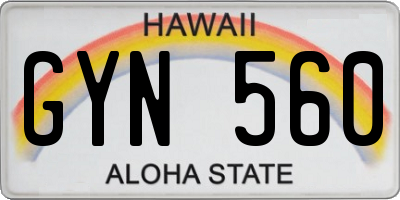 HI license plate GYN560