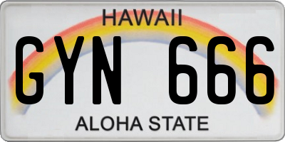 HI license plate GYN666
