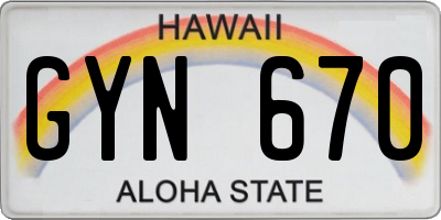 HI license plate GYN670