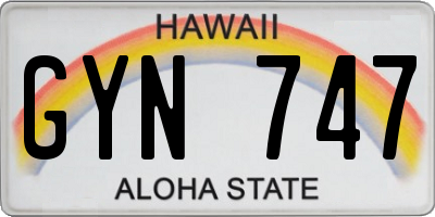 HI license plate GYN747