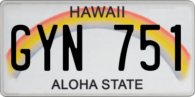 HI license plate GYN751