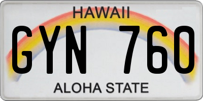 HI license plate GYN760