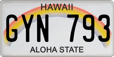 HI license plate GYN793