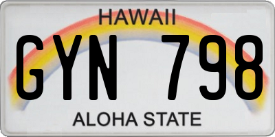 HI license plate GYN798