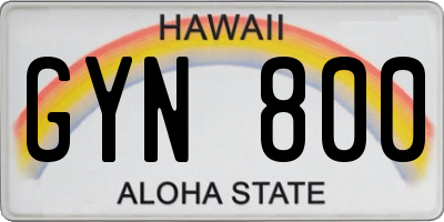 HI license plate GYN800