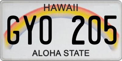 HI license plate GYO205