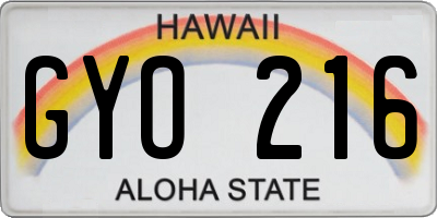 HI license plate GYO216