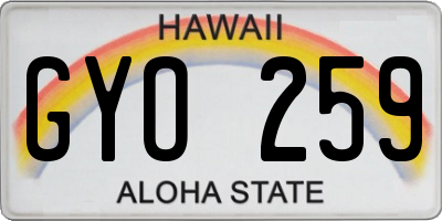 HI license plate GYO259
