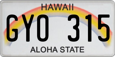 HI license plate GYO315