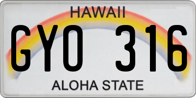 HI license plate GYO316