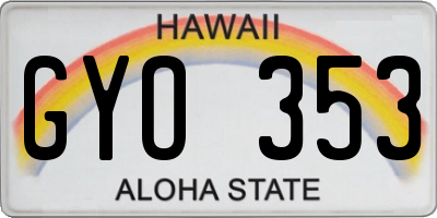 HI license plate GYO353