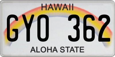 HI license plate GYO362