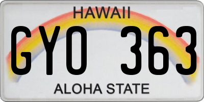 HI license plate GYO363