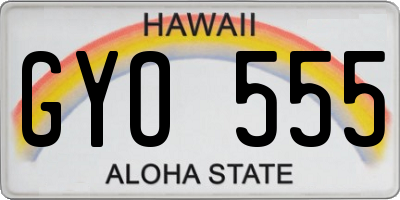 HI license plate GYO555