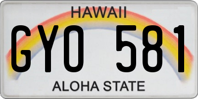 HI license plate GYO581
