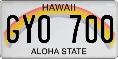 HI license plate GYO700