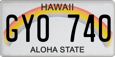 HI license plate GYO740