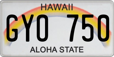 HI license plate GYO750