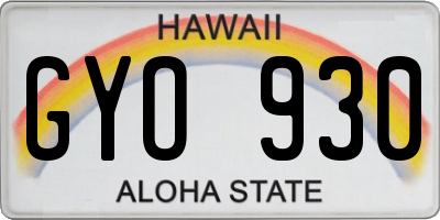 HI license plate GYO930
