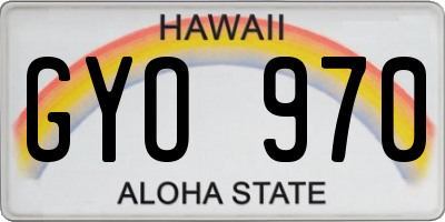 HI license plate GYO970