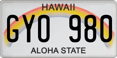 HI license plate GYO980