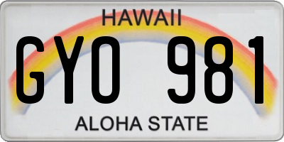 HI license plate GYO981