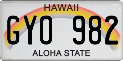 HI license plate GYO982