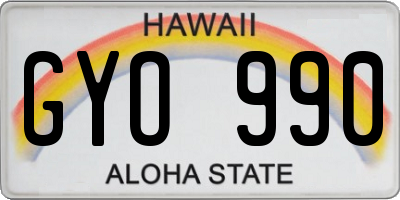 HI license plate GYO990