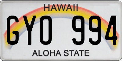 HI license plate GYO994