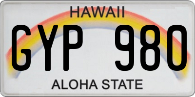 HI license plate GYP980