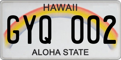 HI license plate GYQ002