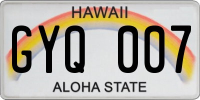 HI license plate GYQ007
