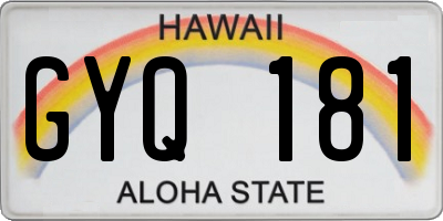 HI license plate GYQ181