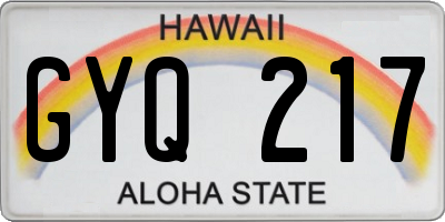 HI license plate GYQ217