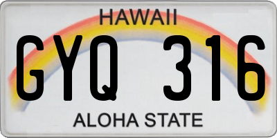HI license plate GYQ316