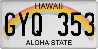 HI license plate GYQ353