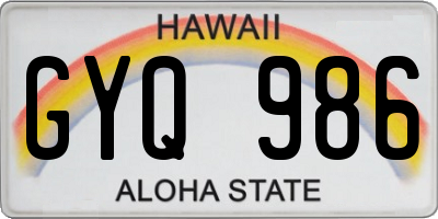 HI license plate GYQ986