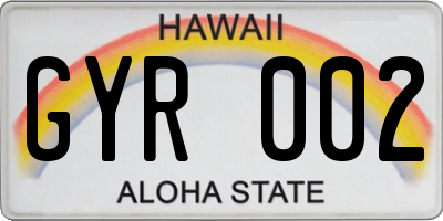 HI license plate GYR002