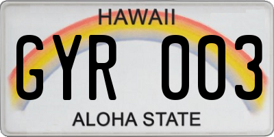 HI license plate GYR003