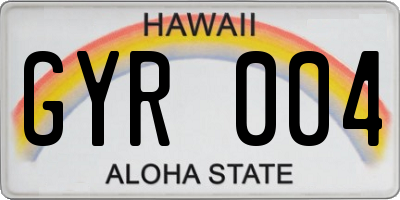 HI license plate GYR004