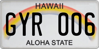HI license plate GYR006