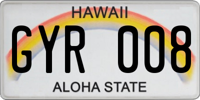 HI license plate GYR008